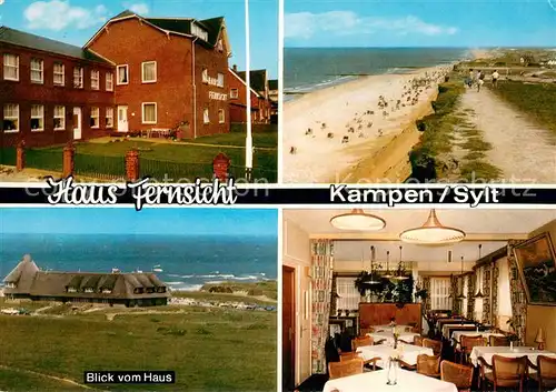 AK / Ansichtskarte Kampen_Sylt Haus Fernsicht Strandpartie Blick vom Haus Gastraum Kampen Sylt