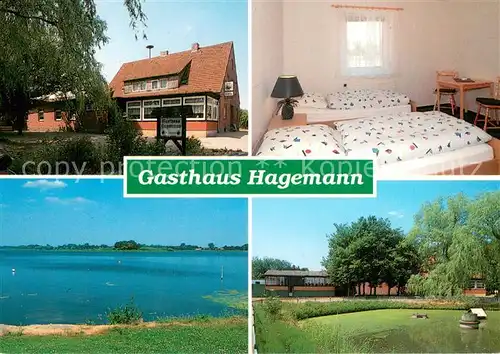 AK / Ansichtskarte Hollenbek Gasthaus Hagemenn Gaestezimmer Seepartie Weiher Hollenbek