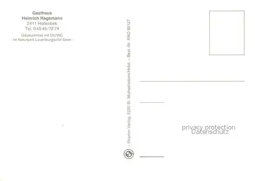 AK / Ansichtskarte Hollenbek Gasthaus Hagemenn Gaestezimmer Seepartie Weiher Hollenbek