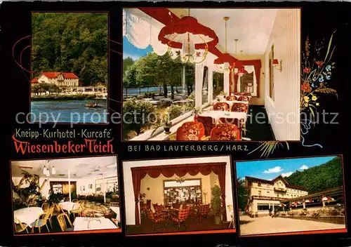 AK / Ansichtskarte Bad_Lauterberg Kneipp Kurhotel Kurcafe Wiesenbeker Teich Gastraeume Bad_Lauterberg