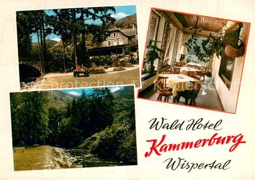 AK / Ansichtskarte Ruedesheim_am_Rhein Waldhotel Kammerburg Wispertal Gastraum Park Forellenbach 