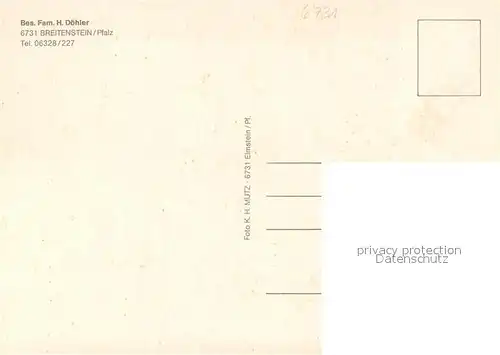 AK / Ansichtskarte Breitenstein_Pfalz Forsthaus Breitenstein Gastraeume Breitenstein_Pfalz