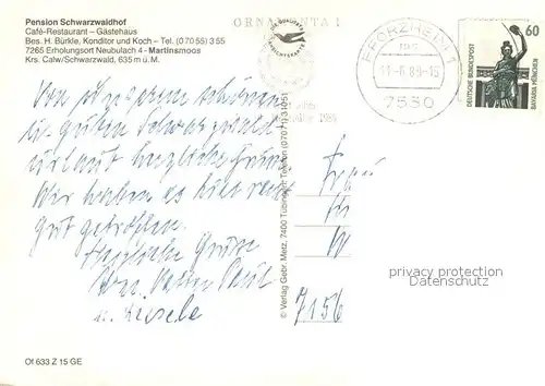 AK / Ansichtskarte Calw Pension Schwarwaldhof Wirtshausschild Panorama Calw