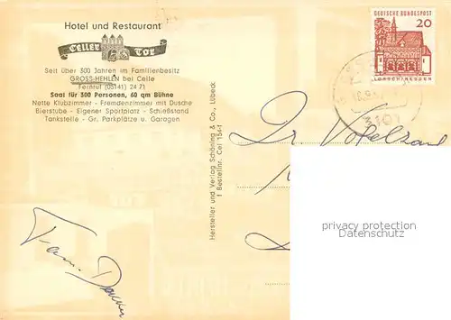 AK / Ansichtskarte Gross_Hehlen Hotel Restaurant Celler Tor Gastraeume Bar Zimmer Gross_Hehlen