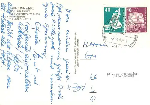 AK / Ansichtskarte Oberottmarshausen Gasthof Wildschuetz Gastraeume Theke Oberottmarshausen
