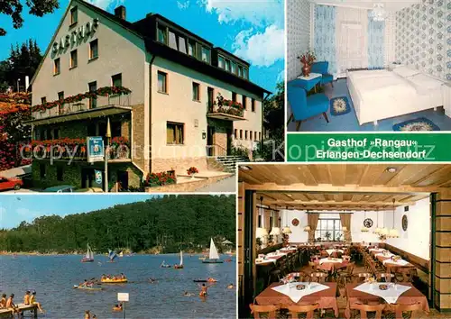 AK / Ansichtskarte Dechsendorf Gasthof Rangau Zimmer Gastraum Seepartie Dechsendorf