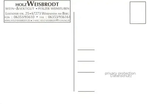 AK / Ansichtskarte Weisenheim_Berg Holz Weisbrodt Wein und Sektgut Pfaelzer Weinstuben Weisenheim Berg