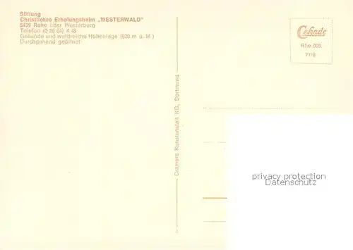 AK / Ansichtskarte Rehe_Westerwald Fliegeraufnahme Christliches Erholungsheim Gastraeume Foyer  Rehe_Westerwald