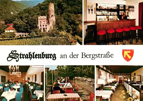 AK / Ansichtskarte Schriesheim Burg Gasthof Strahlenburg Gastraeume Bar Terrasse Burg Schriesheim