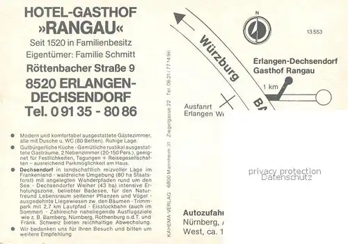 AK / Ansichtskarte Dechsendorf Hotel Gasthof Rangau Zimmer Gastraum Seepartie Dechsendorf