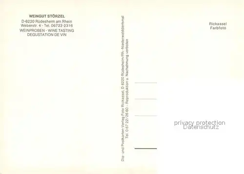 AK / Ansichtskarte Ruedesheim_am_Rhein Weingut Stoerzel Wein Probierstand Gaststube Weinkeller 