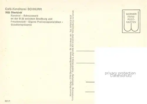 AK / Ansichtskarte Oberkirch_Baden Cafe Konditorei Schnurr Gaststube Brunnen Oberkirch_Baden