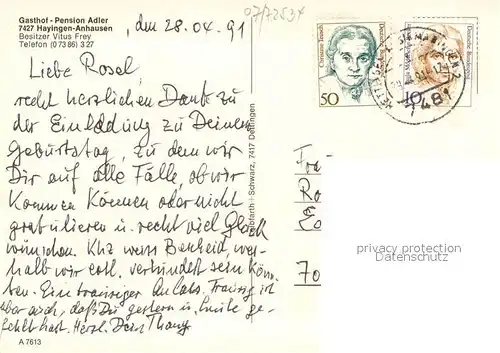 AK / Ansichtskarte Anhausen_Hayingen Gasthof Pension Adler Gastraeume Panorama Felsformation Anhausen Hayingen