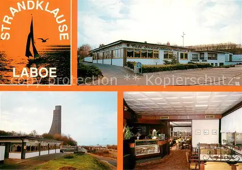 AK / Ansichtskarte Laboe Strandklause Gastraum Marine Ehrenmal Laboe