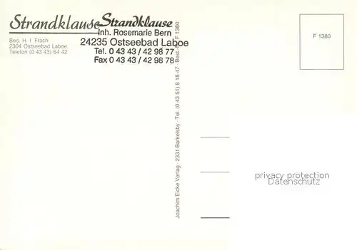 AK / Ansichtskarte Laboe Strandklause Gastraum Marine Ehrenmal Laboe