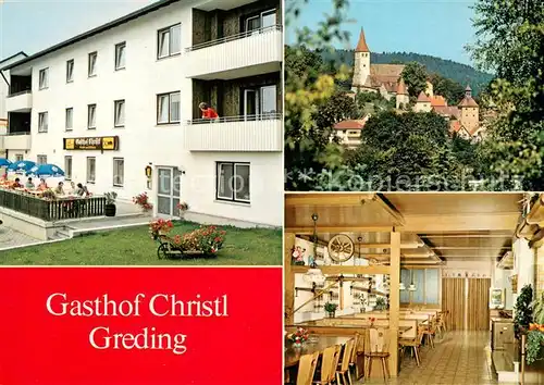 AK / Ansichtskarte Greding Gasthof Christl Gaststube Kirche Greding