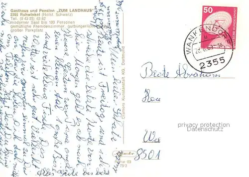 AK / Ansichtskarte Ruhwinkel Gasthaus Pension Zum Landhaus Grosser Saal Ruhwinkel