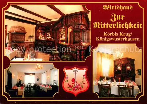AK / Ansichtskarte Koerbis_Krug Wirtshaus zur Ritterlichkeit Kaminzimmer Restaurant Koerbis Krug