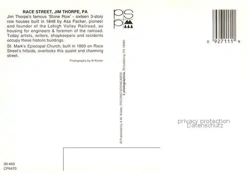 AK / Ansichtskarte Jim_Thorpe Stone Row Row Houses Race Street St. Marks Episcopal Church Jim_Thorpe