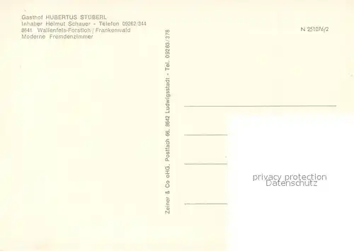 AK / Ansichtskarte Forstloh_Wallenfels Gasthof Hubertus Stueberl Gastraeume Panorama Forstloh_Wallenfels