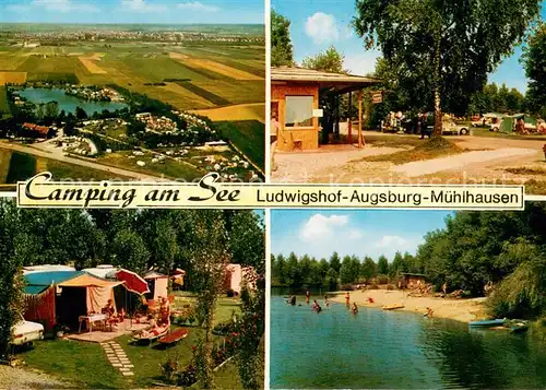 AK / Ansichtskarte Ludwigshof Fliegeraufnahme Camping am See mit Rasthaus Strand Ludwigshof
