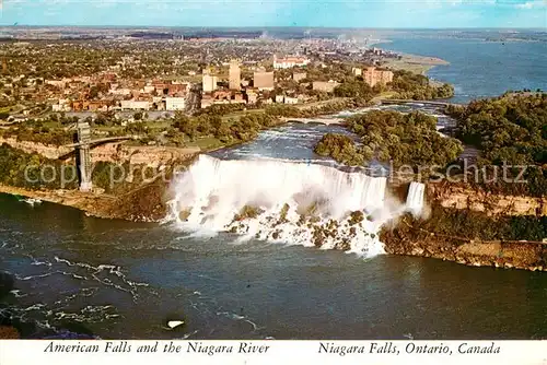 AK / Ansichtskarte Ontario__Canada American Falls and the Niagara River Air view 