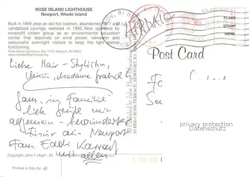 AK / Ansichtskarte Newport_Rhode_Island Rose Island Lighthouse Air view 