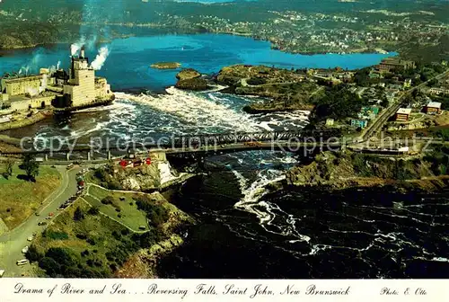 AK / Ansichtskarte Saint_John_New_Brunswick Drama of River and Sea Reversing Falls Air view Saint_John_New_Brunswick
