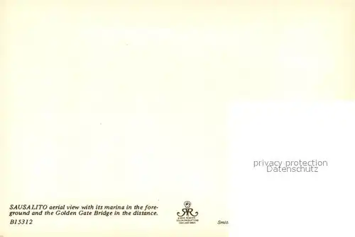 AK / Ansichtskarte Sausalito_California Aerial view with its marina and the Golden Gate Bridge  