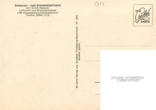 AK / Ansichtskarte Neuastenberg Restaurant Cafe Schanzenstuben Gastraeume Bar Terrasse Neuastenberg