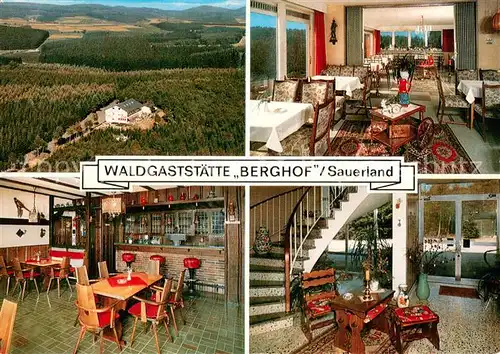 AK / Ansichtskarte Wenden_Biggetal Fliegeraufnahme Waldgaststaette Berghof Gastraeume Bar Treppe Wenden Biggetal