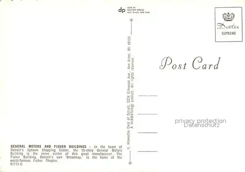 AK / Ansichtskarte Detroit_Michigan General Motors and Fisher Buildings aerial view 