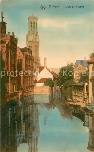 AK / Ansichtskarte Bruges_Brugge_Flandre Quai du Rosaire Eglise 
