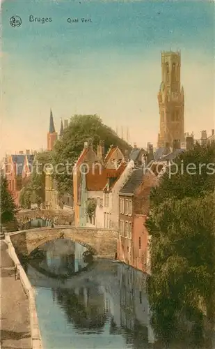 AK / Ansichtskarte Bruges_Brugge_Flandre Quai vert Eglise 