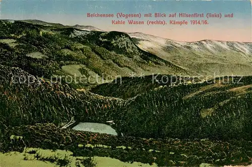 AK / Ansichtskarte Belchen_Elsass Belchensee mit Blick auf Hilsenfirst Kahle Wasen Kaempfe 1914 16 Vogesen Kriegsschauplatz 1. Weltkrieg Belchen Elsass