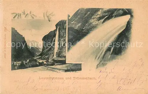 AK / Ansichtskarte Lauterbrunnen_BE und Truemmelbach Wasserfall Alpen Lauterbrunnen BE