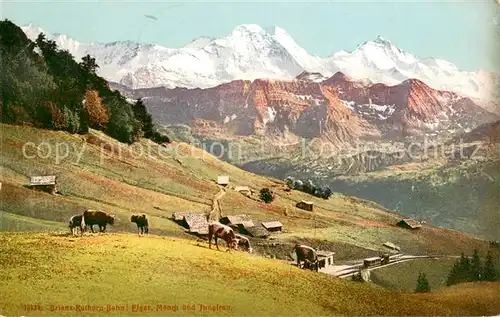 AK / Ansichtskarte Brienz_BE Rothorn Bahn Blick gegen Eiger Moench und Jungfrau Berner Alpen Brienz_BE