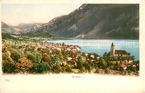 AK / Ansichtskarte Brienz_BE Ortsansicht mit Kirche Brienzersee Alpen Brienz_BE