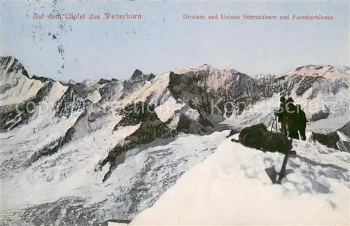 AK / Ansichtskarte Wetterhorn_Lauterbrunnen Auf dem Gipfel Schreckhoerner Fiescherhoerner Berner Alpen Wetterhorn_Lauterbrunnen