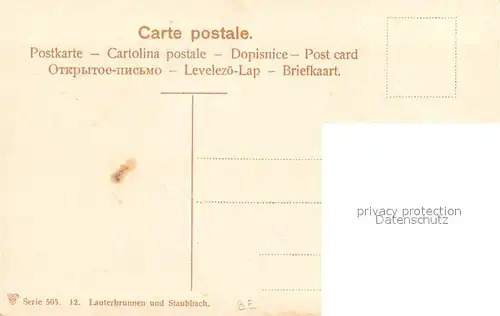 AK / Ansichtskarte Lauterbrunnen_BE Ortsmotiv mit Staubbach Wasserfall Alpen Lauterbrunnen BE