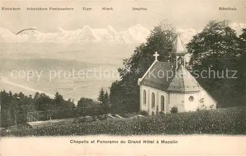 AK / Ansichtskarte Macolin Chapelle et panorama du Grand Hotel Alpes Macolin