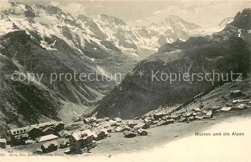 AK / Ansichtskarte Muerren_BE Gesamtansicht mit Alpenpanorama Berner Alpen Muerren_BE
