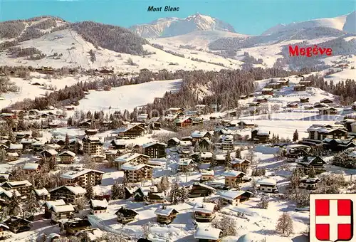 AK / Ansichtskarte Megeve Vue aerienne et Massif du Mont Blanc Megeve