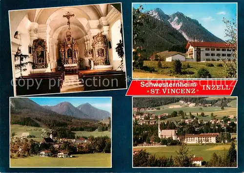 AK / Ansichtskarte Inzell Frauenkirche Schwesternheim St Vincenz mit Rauschberg Ortsansicht mit Unterbergen Inzell