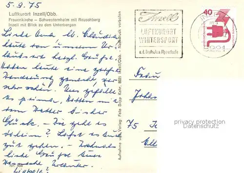 AK / Ansichtskarte Inzell Frauenkirche Schwesternheim St Vincenz mit Rauschberg Ortsansicht mit Unterbergen Inzell