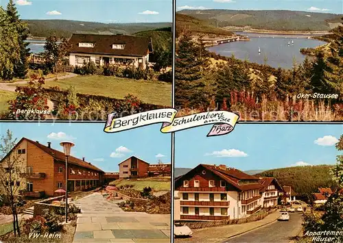 AK / Ansichtskarte Schulenberg_Oberharz Cafe Restaurant Bergklause Schulenberg Oker Stausee VW Heim Appartement Haeuser Schulenberg_Oberharz