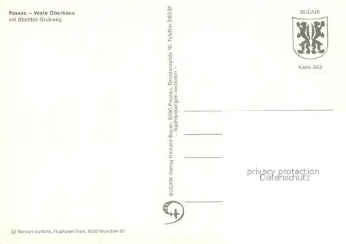 AK / Ansichtskarte Passau Veste Oberhaus mit Stadtteil Grubweg Fliegeraufnahme Passau