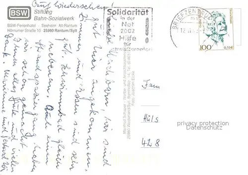 AK / Ansichtskarte Rantum_Sylt Stiftung Bahn Sozialwerk Fliegeraufnahme Rantum Sylt