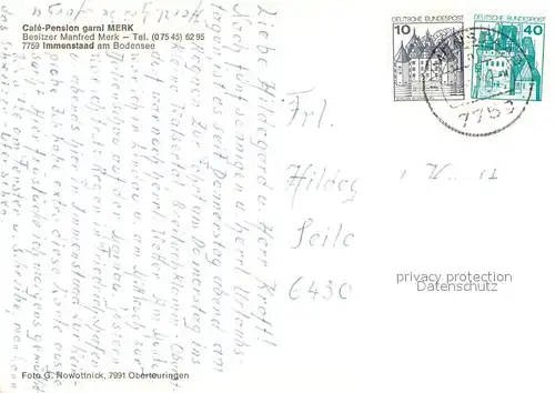 AK / Ansichtskarte Immenstaad_Bodensee Cafe Pension garni Merk Immenstaad_Bodensee