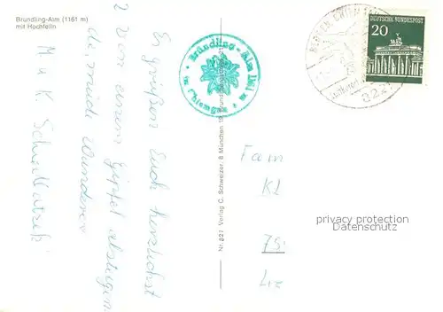 AK / Ansichtskarte Bruendlingalm_1161m_Hochfelln mit Hochfelln 